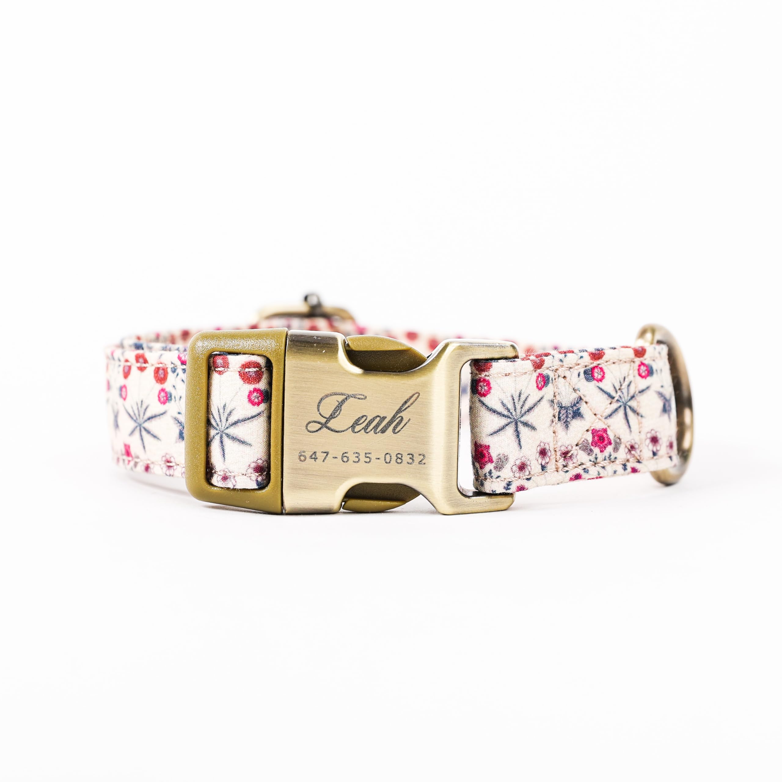 Personalized Dog Collar with Name and Phone Number Engraved,Adjustable Custom Puppy Collar,Organic Cotton Pet Collar for Small Medium Large Boy Girl