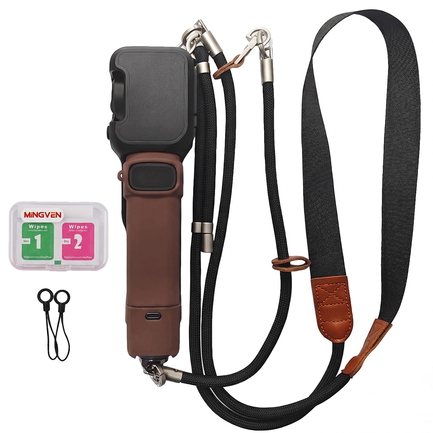 Correa de cámara para Insta360 Luna Ultra con lente y protector de | Cordón 2 en 1 para hombro/muñeca con funda protectora Luna Ultra, correa ajustable para viajes, vlogging, fotografía (marrón)