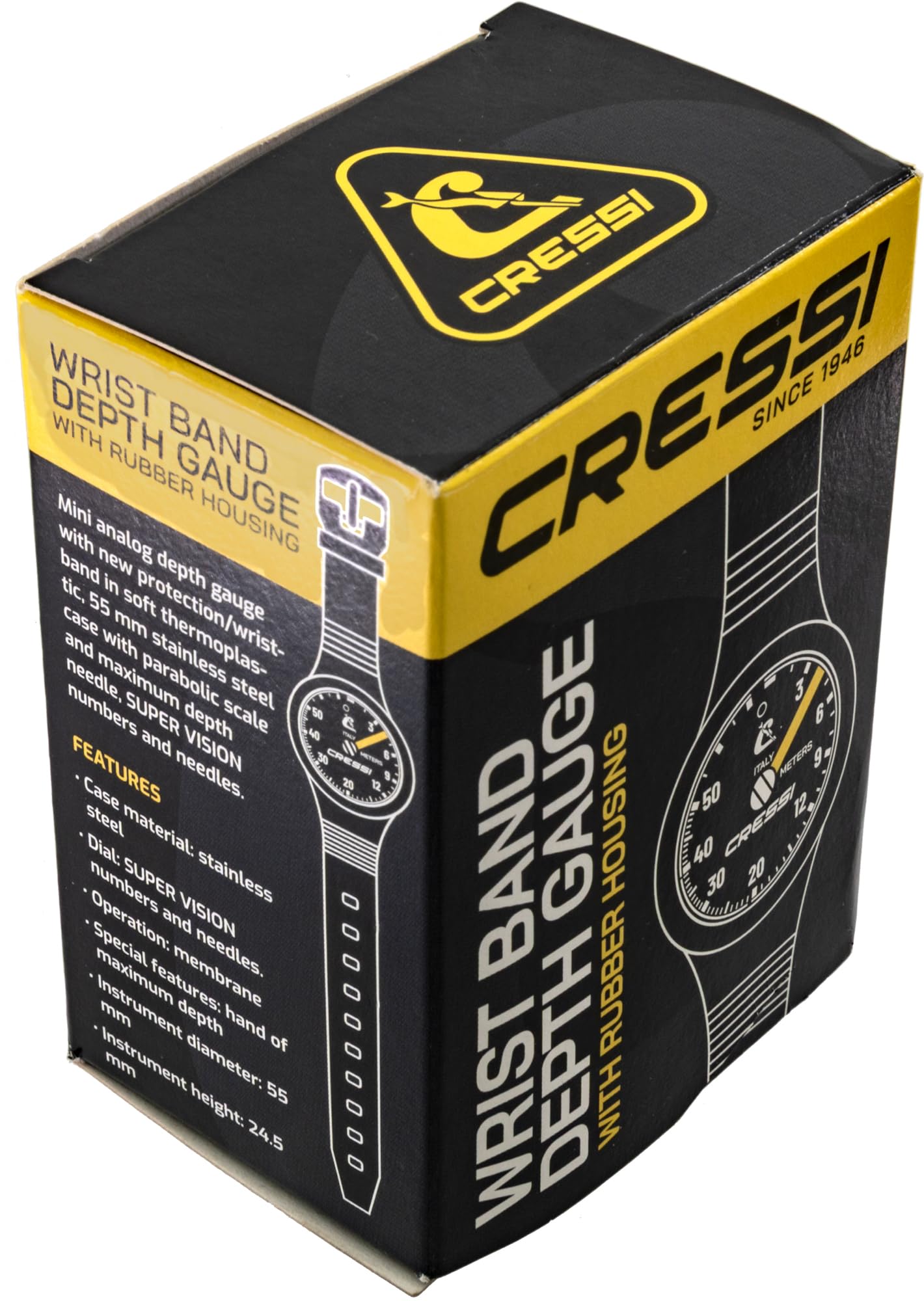 CRESSI Wristband Depht Gauge Bar - Resistente Profondimetro Analogico da Polso Unisex con Quadrante Metrico di Facile Comoda Lettura, Taglia Unica