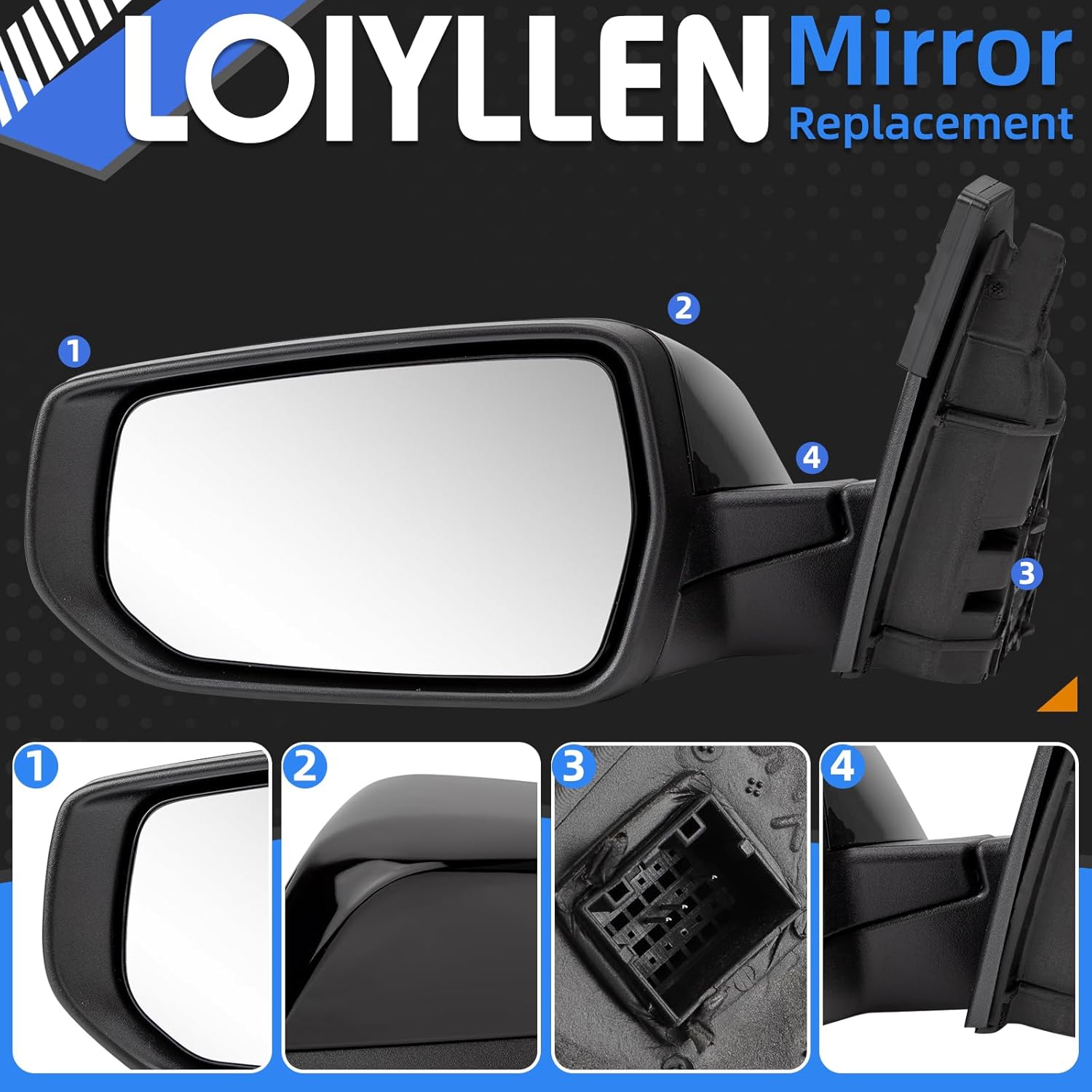 Left Driver Side Rear View Mirror Replacement for Chevrolet Chevy Malibu 2016 2017 2018 2019 2020 2021- Rearview Mirrors with 3Pins,Electric Adjustment, black