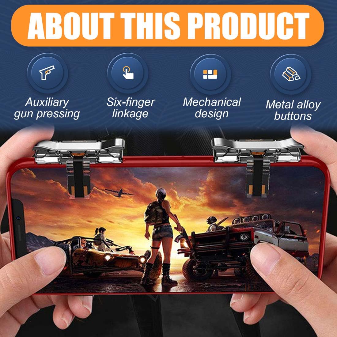Joystick per Telefono, Triggers 6 Dita Joystick Controller, Dita Trigger di Gioco Mobile per Joystick Grilletti L1R1 L2R2 Phone Triggers Controller Pulsante Meccanico Fisico
