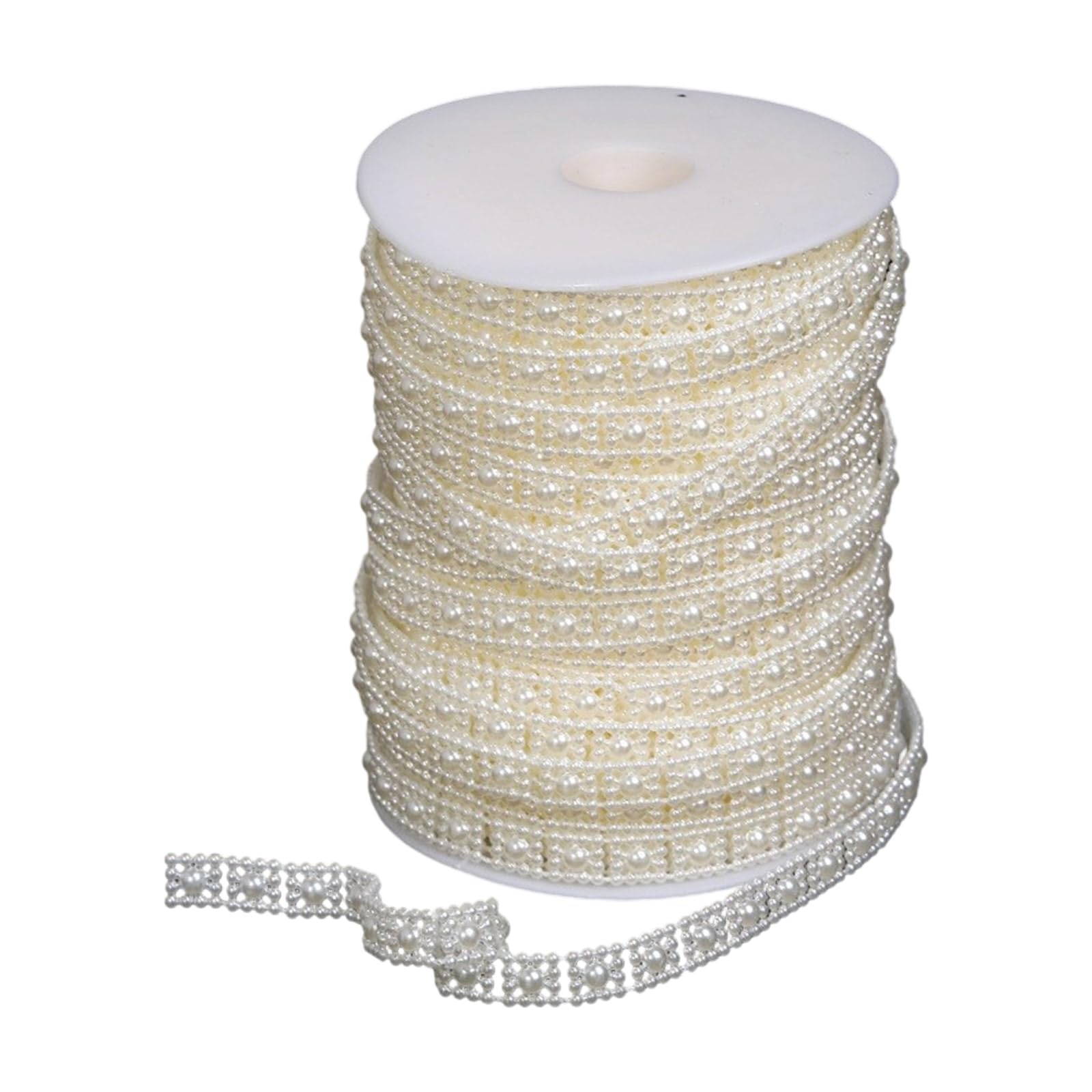 Chaîne de perles artificielles blanches 25m pour fabrication de bijoux et bougies artisanales