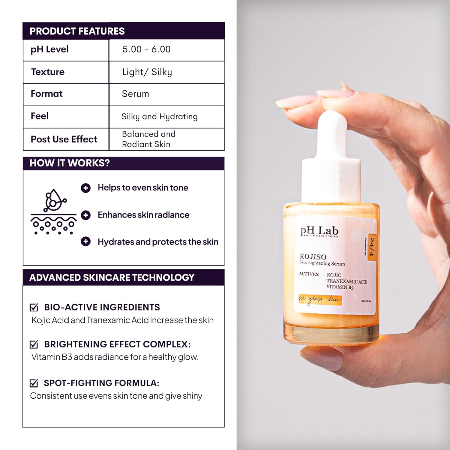 pH Lab Kojiso Skin Serum, Even Skin Tone (Pack of 1) - Image 4