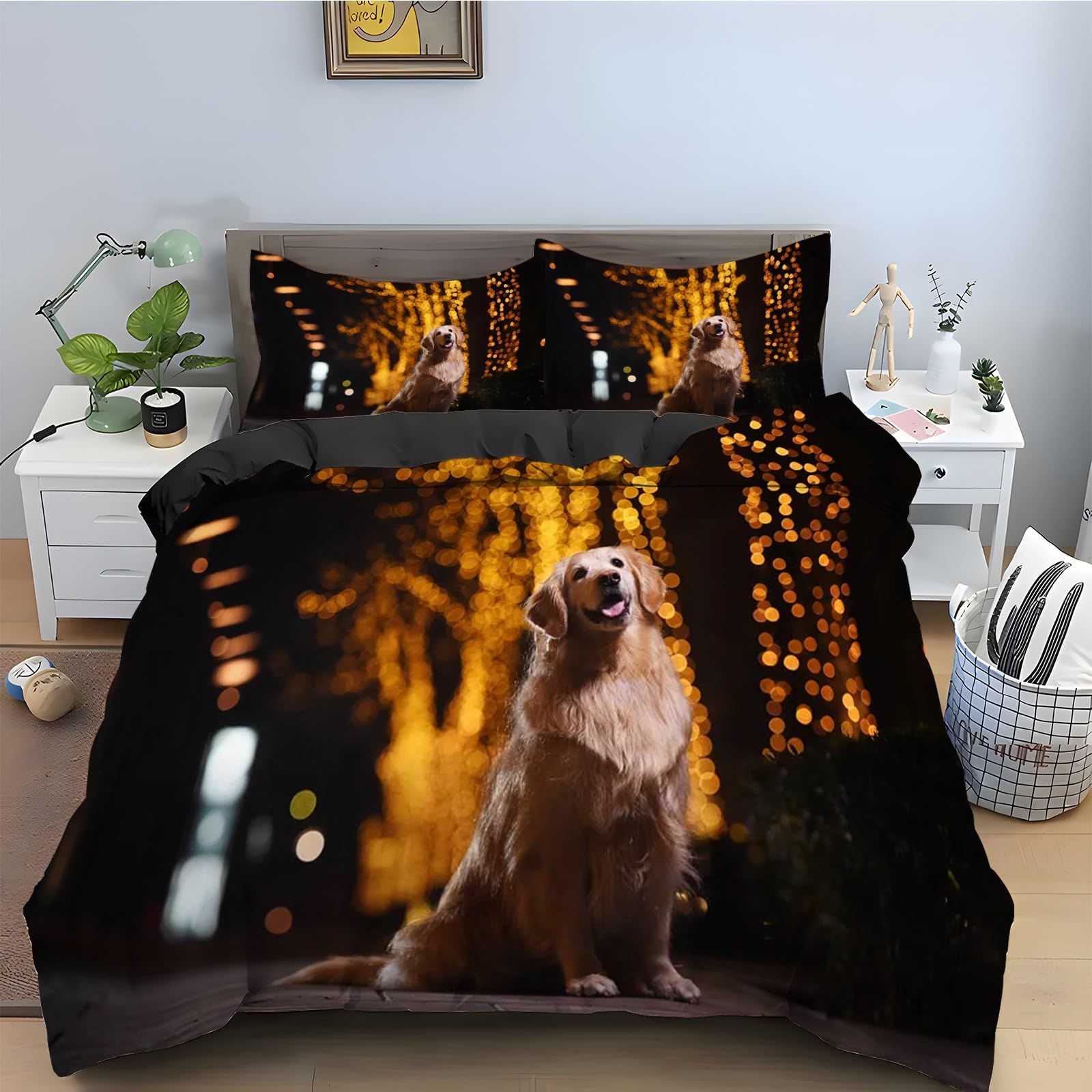 Parure de lit 90x190 animal avec fermeture éclair invisible et tissu microfibre doux