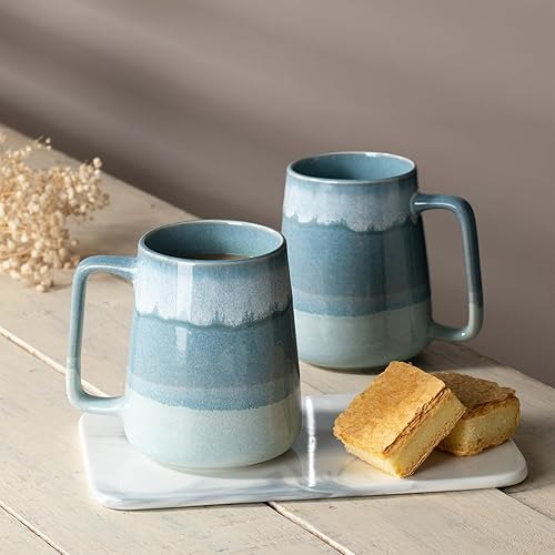Vista 29 de Tazas de café de cerámica grandes de 21 onzas, tazas de té y café extra grandes, diseño de mango grande, taza de café grande para oficina y hogar