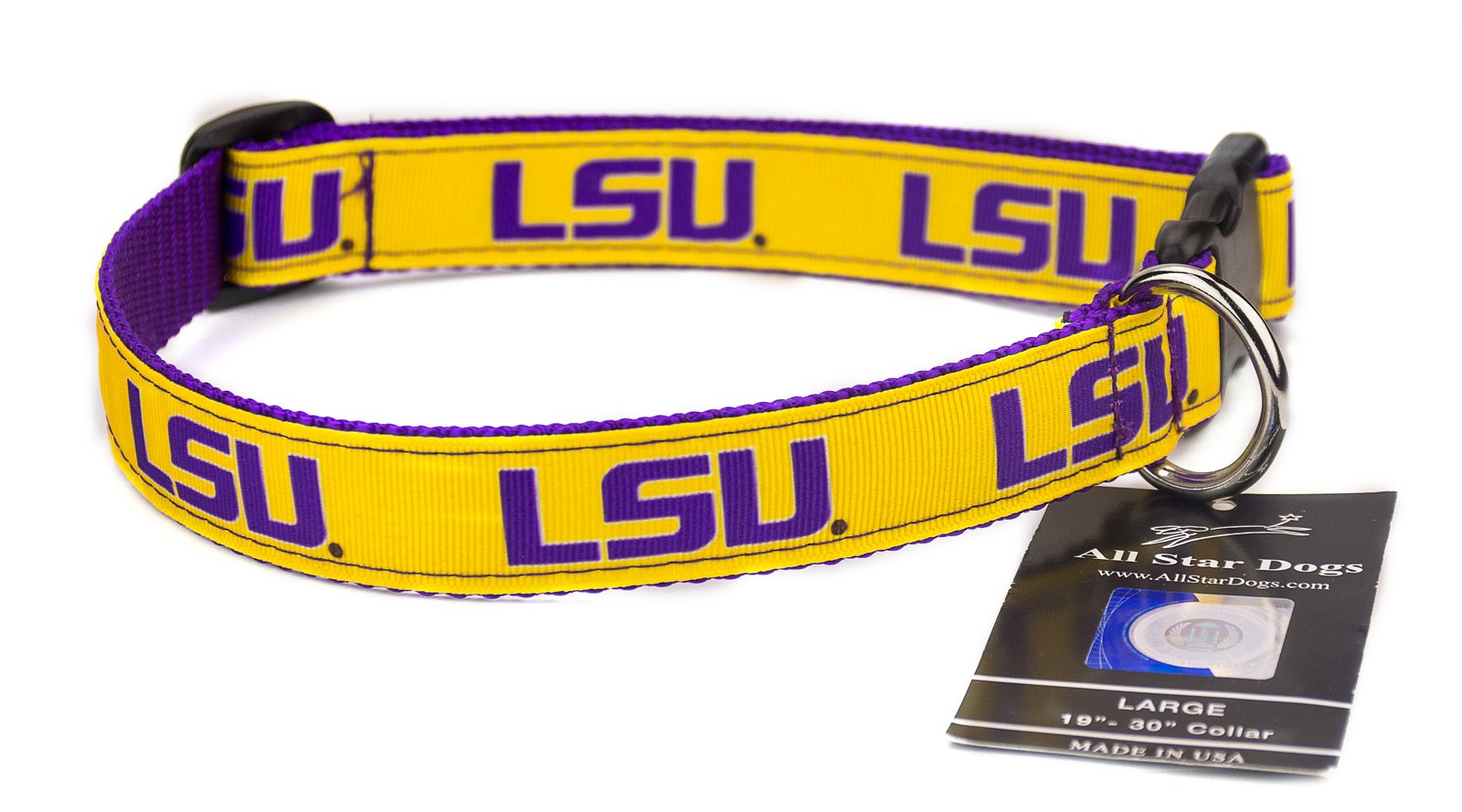 All Star Dogs LSU Tigers Ribbon Dog Collar - Small