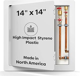Best 14” x 14” High-Impact Styrene Plastic Access Panel with UV Stabilizers, Flush Plastic Access Door for Drywall & Ceilings, Drywall Panel for Plumbing, Wiring & Cables, White, AMZ-BA-PA-3000