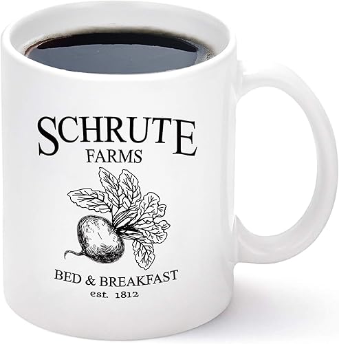 Miniatura 1 de Schrute Farms - Taza de café Schrute Farms Bed and Breakfast Est. 1992 The Office, regalos para hombres y mujeres, taza de café divertida, 11 onzas,
