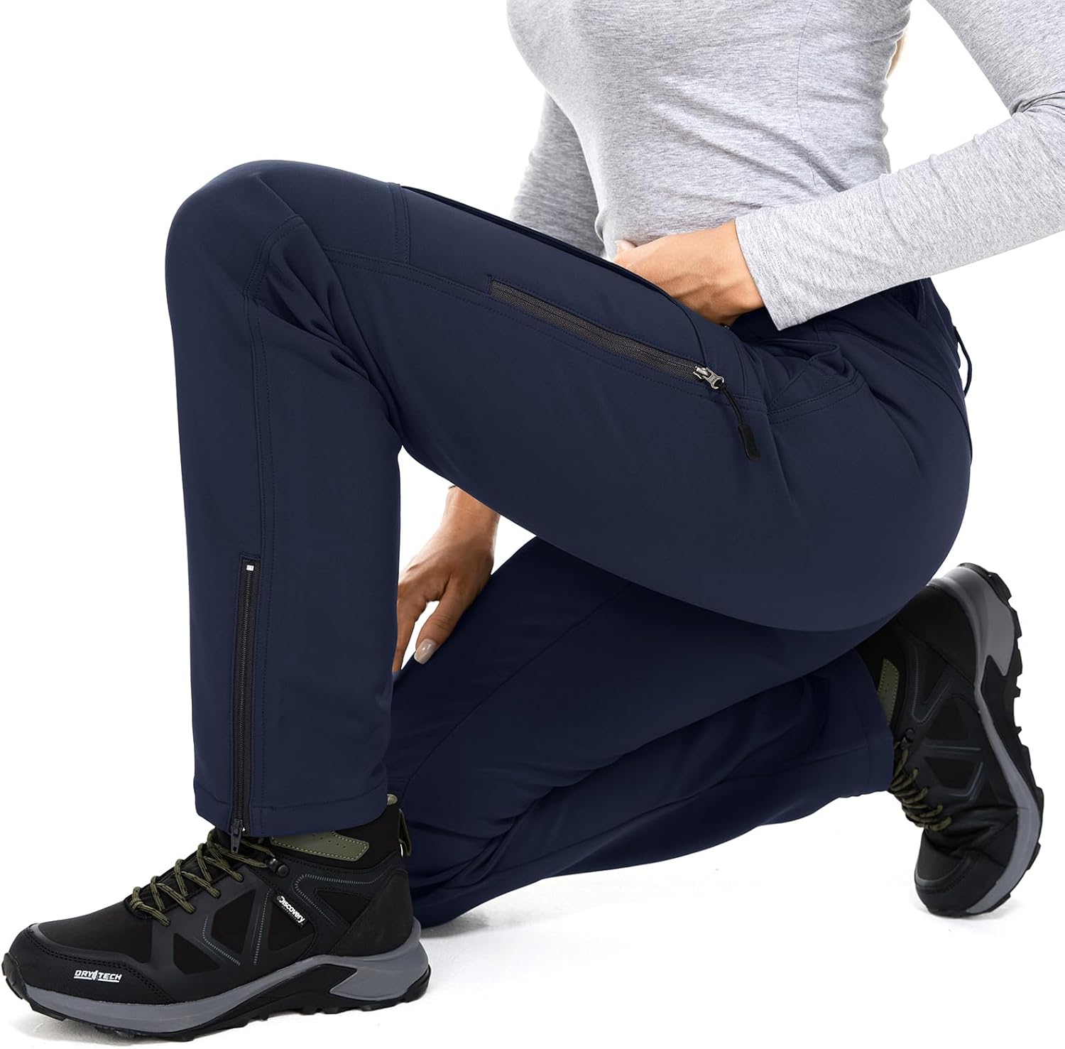 Womens Snow Pants Winter Waterproof Outdoor Soft Shell Fleece Linded Ski Hiking Pants - Image 6