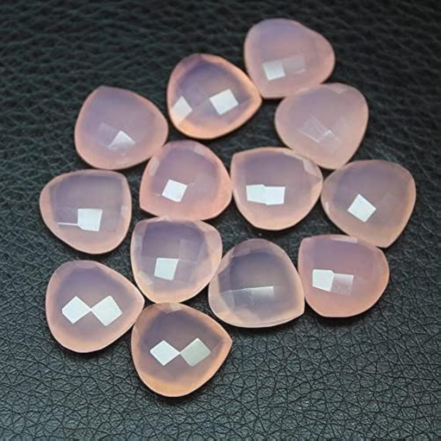 Calcédoine rose en perle cœur facetté 14mm pour création bijoux DIY, 5 paires