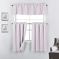 Vista 7 de Rooney - Juego de 3 cortinas opacas con respaldo térmico para ventana de cocina (rosa intenso)