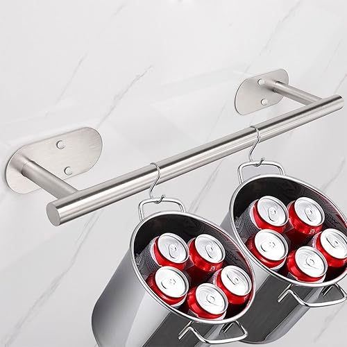 Miniatura 7 de TocTen Toallero de baño autoadhesivo, toallero para baño, soporte para toallas de baño de acero inoxidable a prueba de óxido, sin daños, barra de