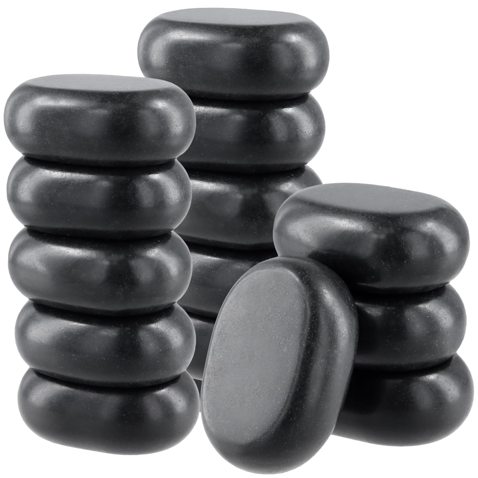 MUKLEI 15 Pack Massage Stones, 3 x 2 x 1 Inch Essential hot Stones Rocks Massage for Spa Therapy Relaxation