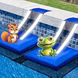 HKZ 2Pcs Pool Animal Critter Escape Ramp - Frog Saver for Log Swimming Pool with Reflective Strips, Animal Wildlife Pool Saving Escape Ramp for Squirrel, Lizards, Ducks, Snakes, Toad (2, Dark Blue)