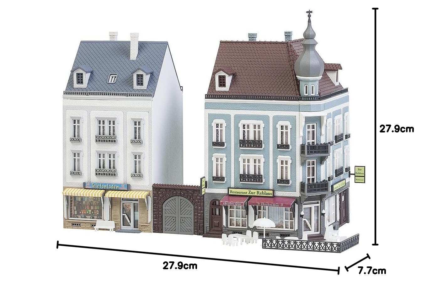 FALLER FA 232387 – 2 Casas adosadas Beethovenstraße, Accesorios para el Modelo de ferrocarril, construcción de maquetas, 18,5 x 7,7 x 27,9 cm