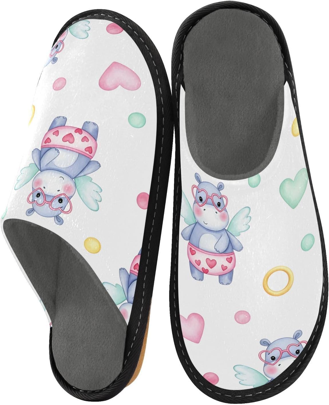 Cute Hippo Women's Slippers - Soft & Fuzzy Comfort
