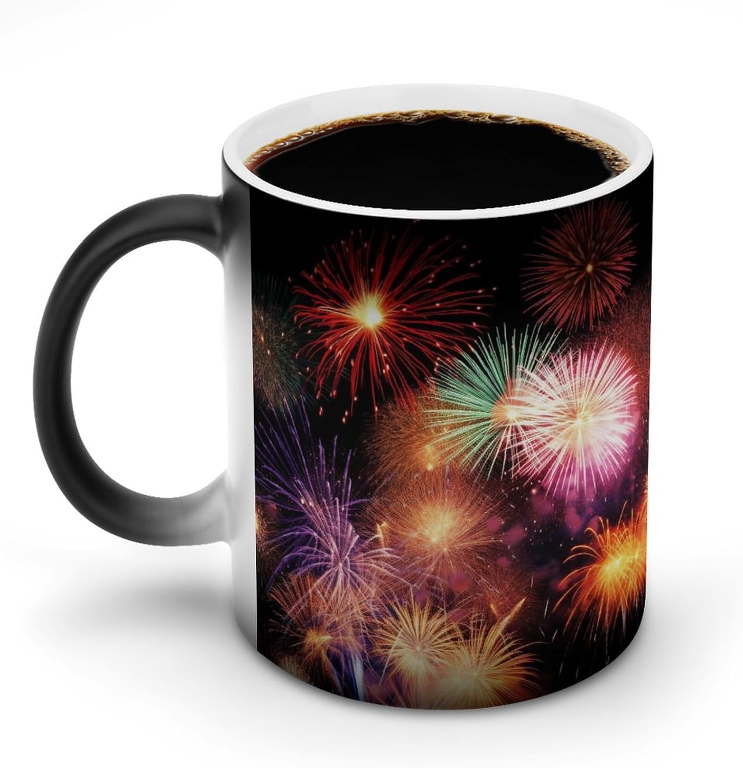Color Changing Cups,Beautiful Fireworks Printed 11 Oz Ceramic Cups for Birthday Men Women