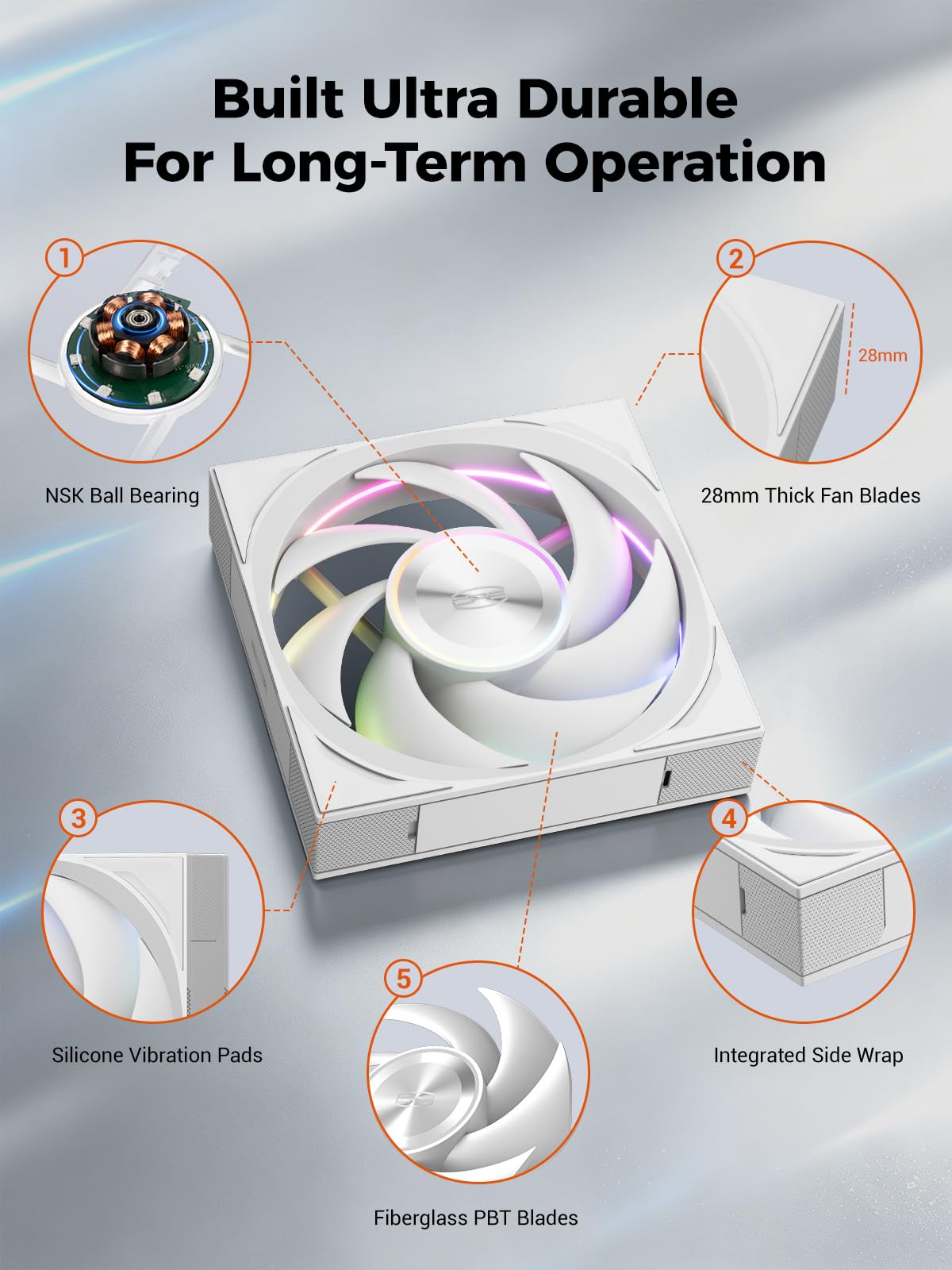 PCCOOLER F7 X120 ARGB - Ventole PWM da 120 mm, confezione da 3 (bianco)