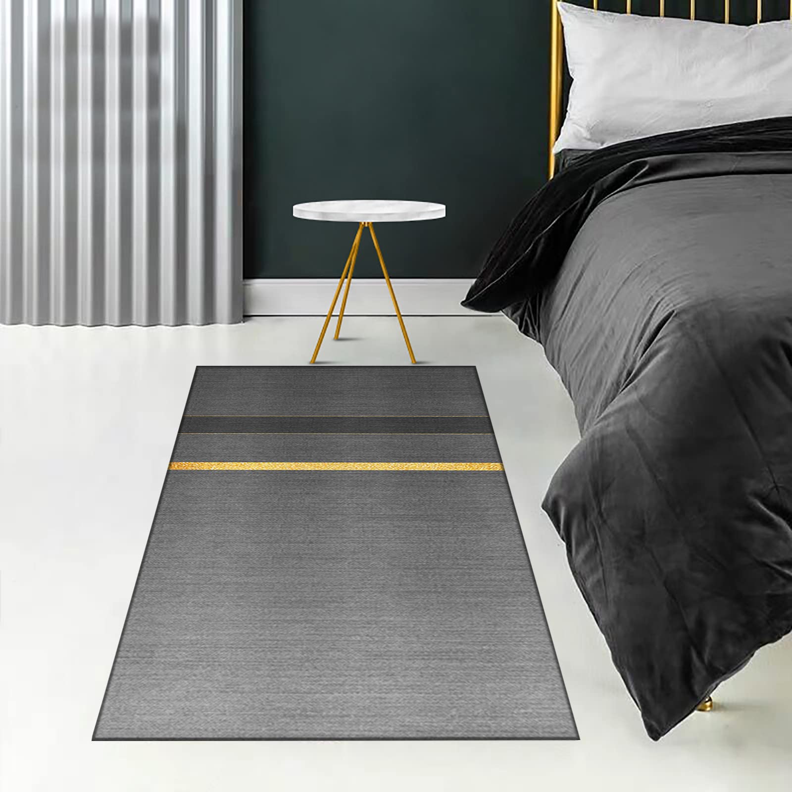 Tapis de couloir antidérapant pour cuisine, salon, design moderne et minimaliste, motif géométrique, gris, convient pour différents environnements
