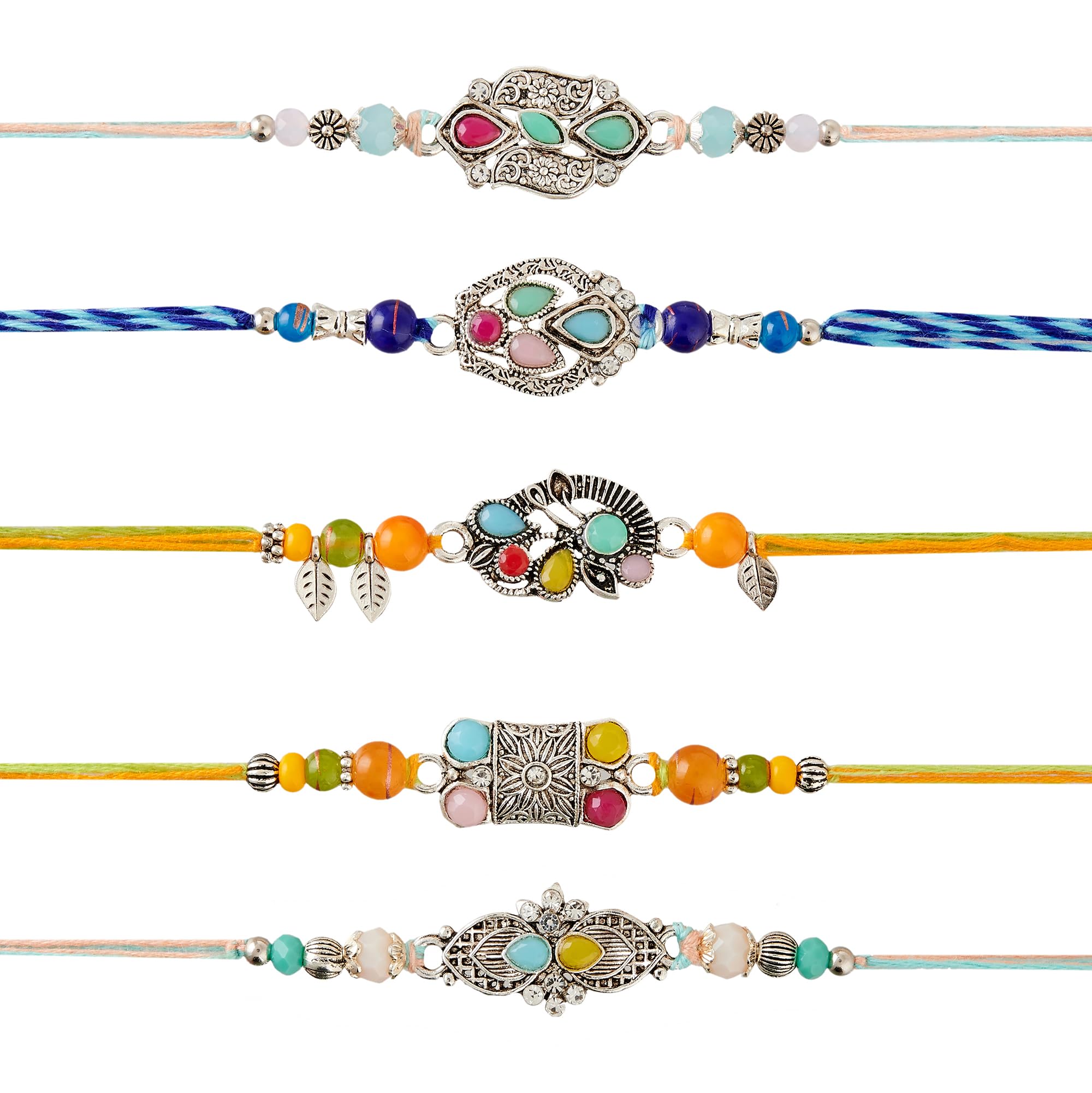 Set of 5 Rakhi For Brother With Card Pendant For Raksha Bandhan Designer Rakhi Thread for Bhaiya (Set of 5-1)