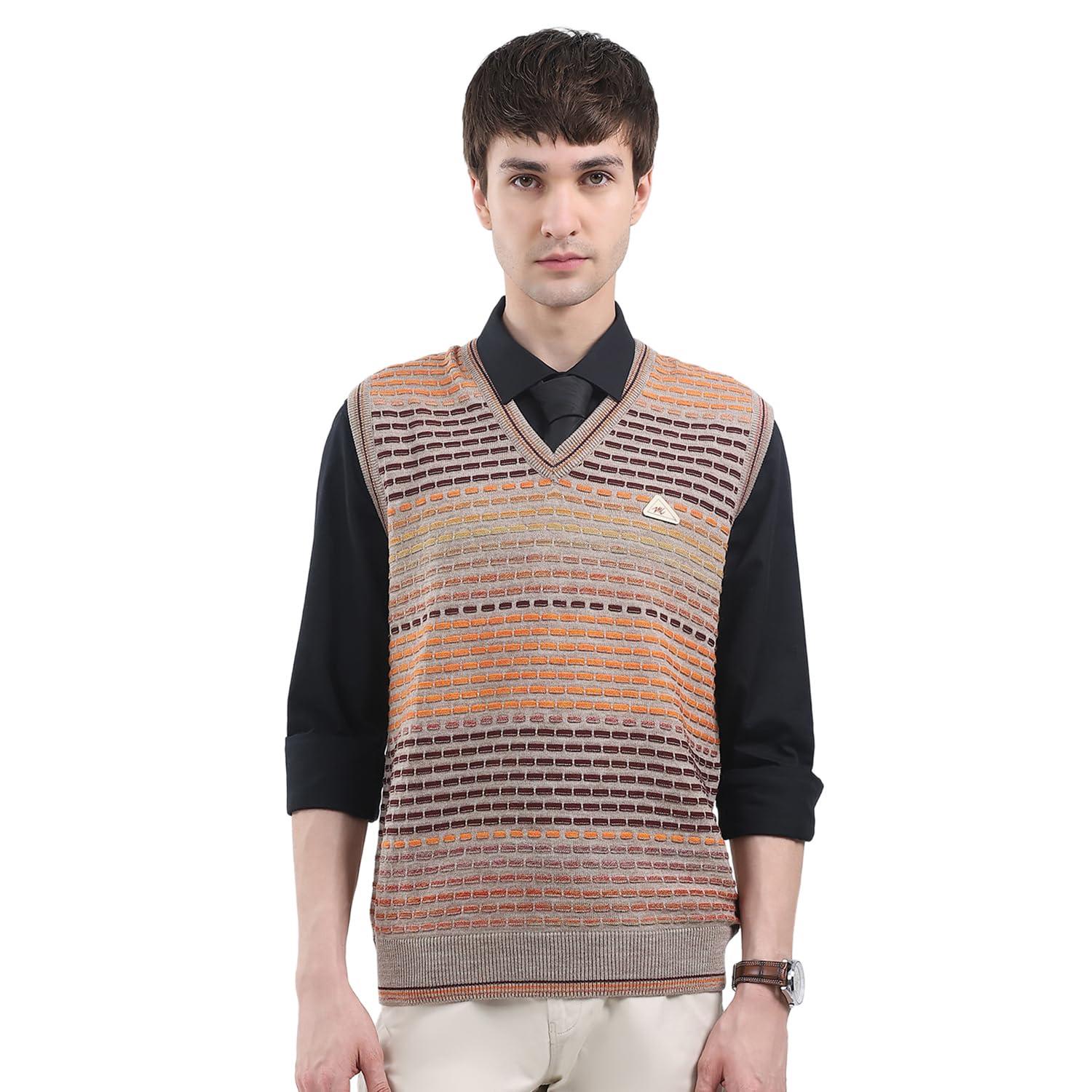 monte carlo Men's Regular Fit Pullover | Self Design Pattern | Pull On Closure with Sleeveless V Neck Winter Pullover for Men's-picture-41