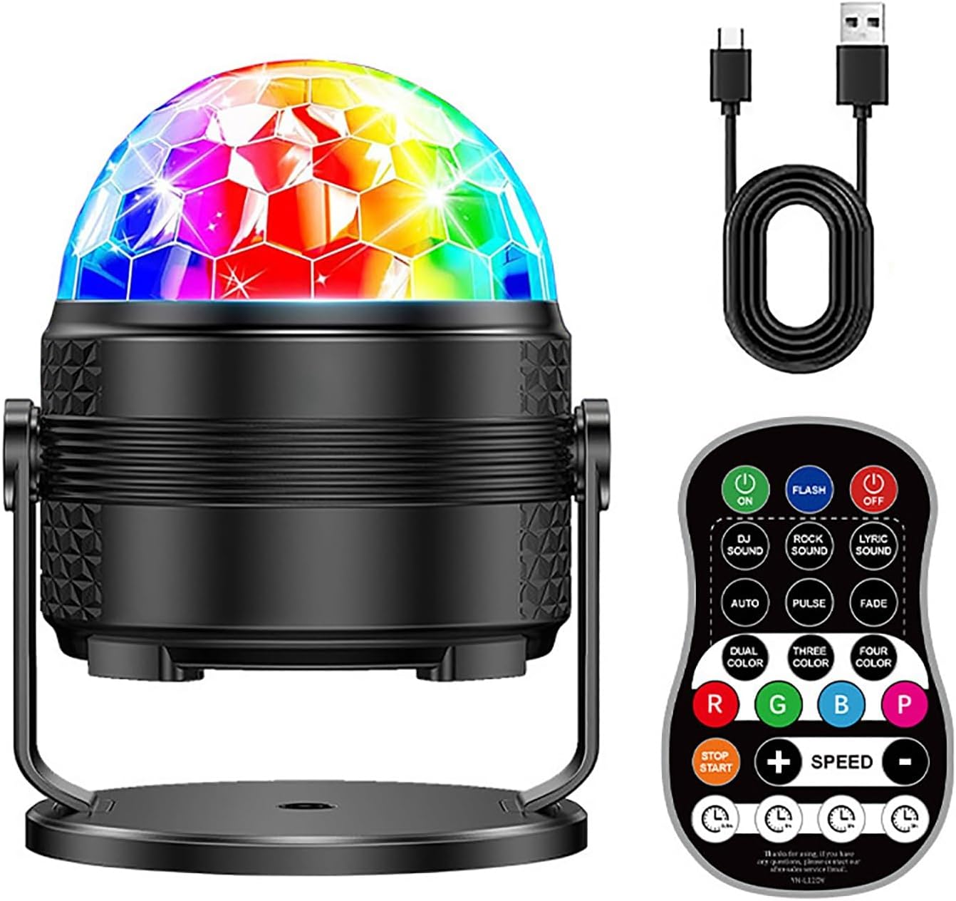 Disco Ball Light Colorful USB Crystal Lamp Led Party Ambient Lighting for Music, Dance, Livestreaming Studio, with Remote Control