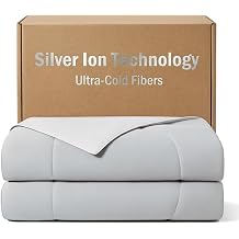 Silver Infused Ultra Cold Fiber Cooling Comforter Q-Max 0.45+ Fast Cooling Blanket for Hot Sleepers, Double-Sided Cooling Breathable Lightweight Blanket Cool Gray, Twin/Twin XL 68"x90"