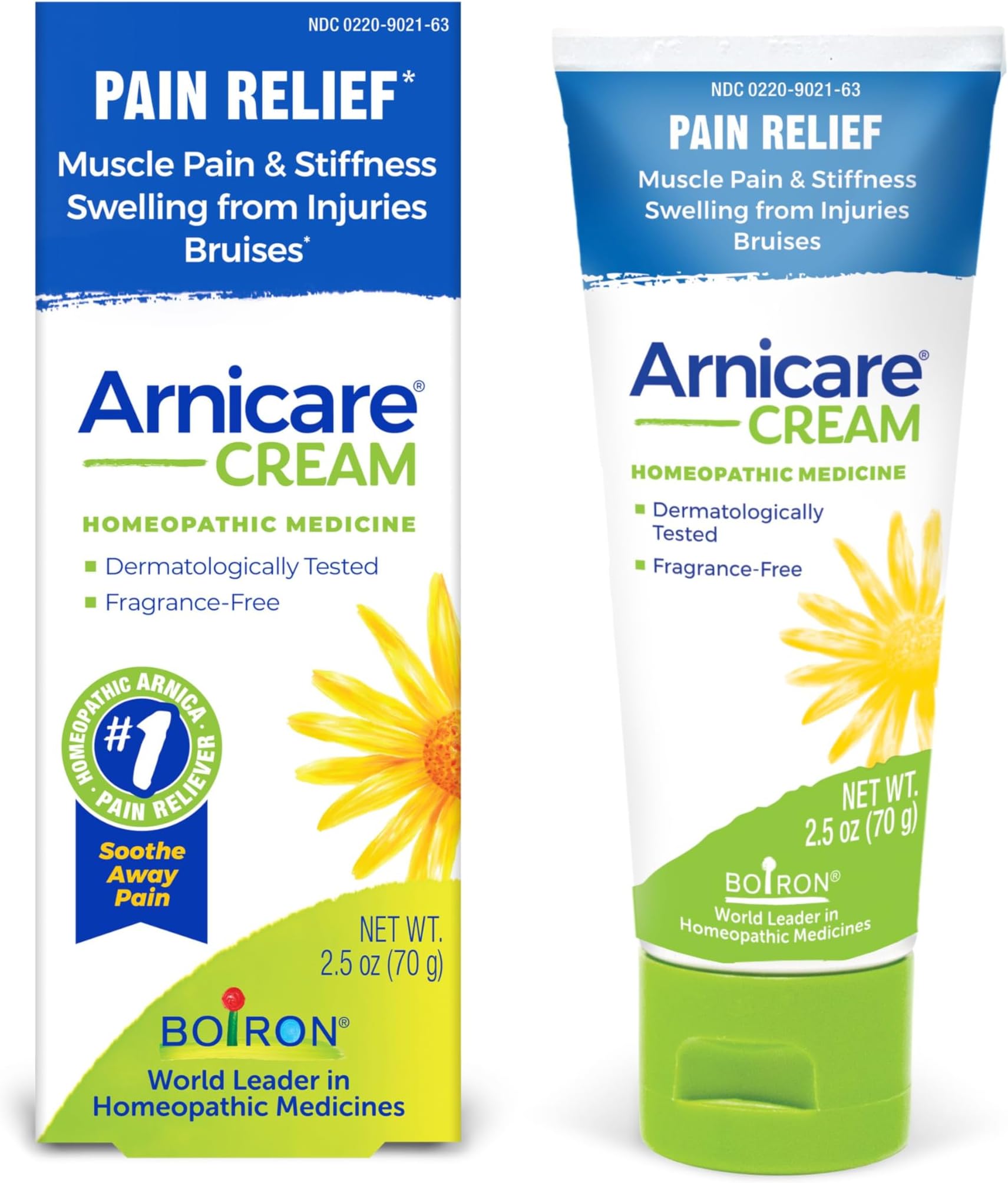 Boiron Arnicare Cream Natural Soothing Relief for Joint Pain, Muscle Pain, Swelling, Soreness, and Stiffness - Fast Absorbing and Fragrance-Free - 2.5 oz