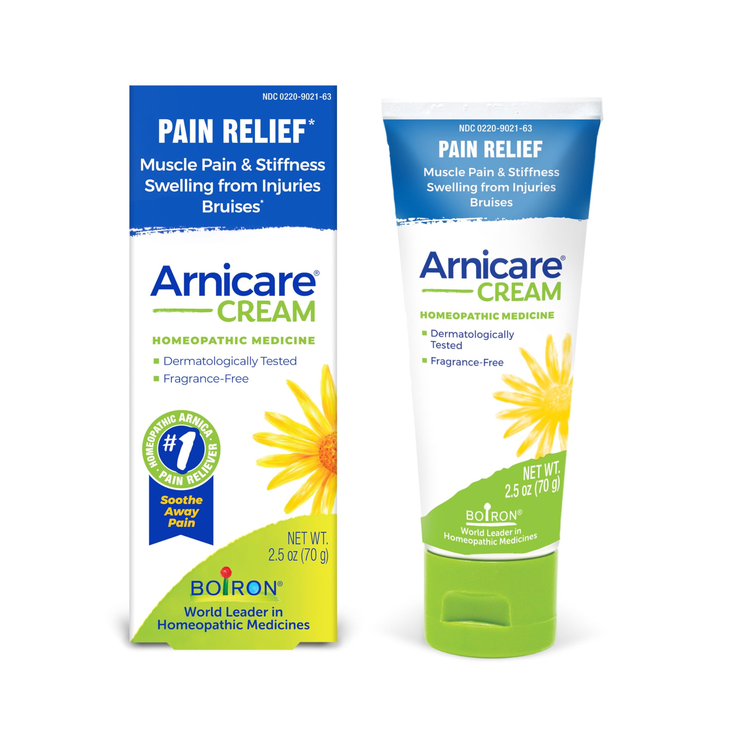 Boiron Arnicare Cream Natural Soothing Relief for Joint Pain, Muscle Pain, Swelling, Soreness, and Stiffness - Fast Absorbing and Fragrance-Free - 2.5 oz