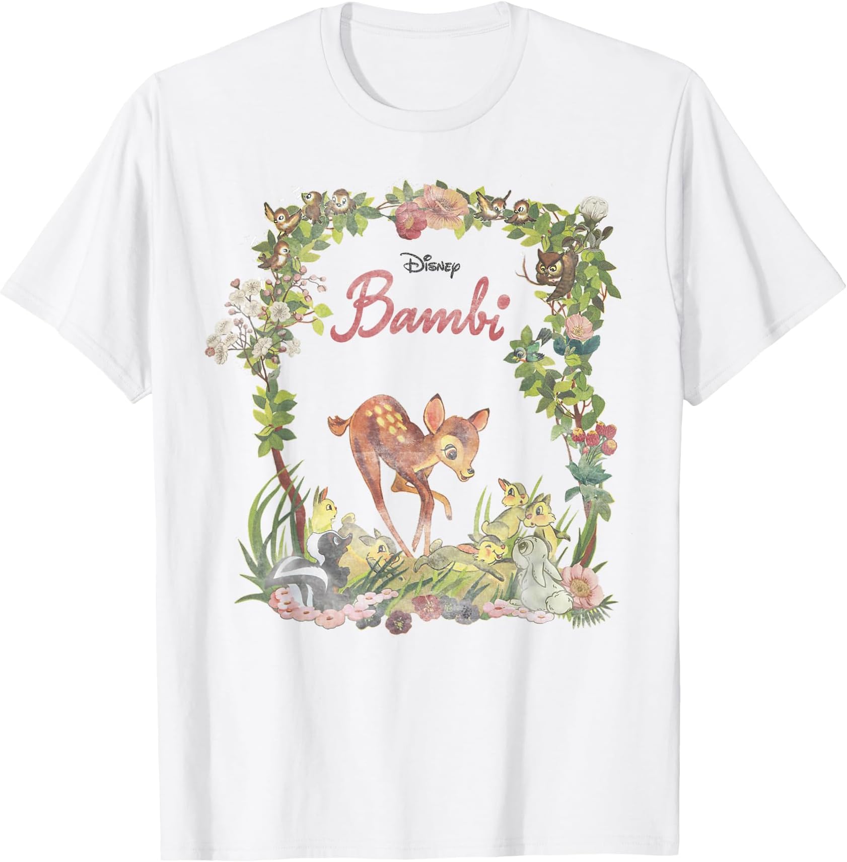 Bambi Floral Portrait T-Shirt Small