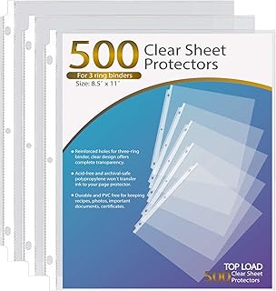 KTRIO Sheet Protectors 8.5 x 11 inch Clear Page Protectors for 3 Ring Binder, Plastic Sleeves for Binders, Top Loading Pap...