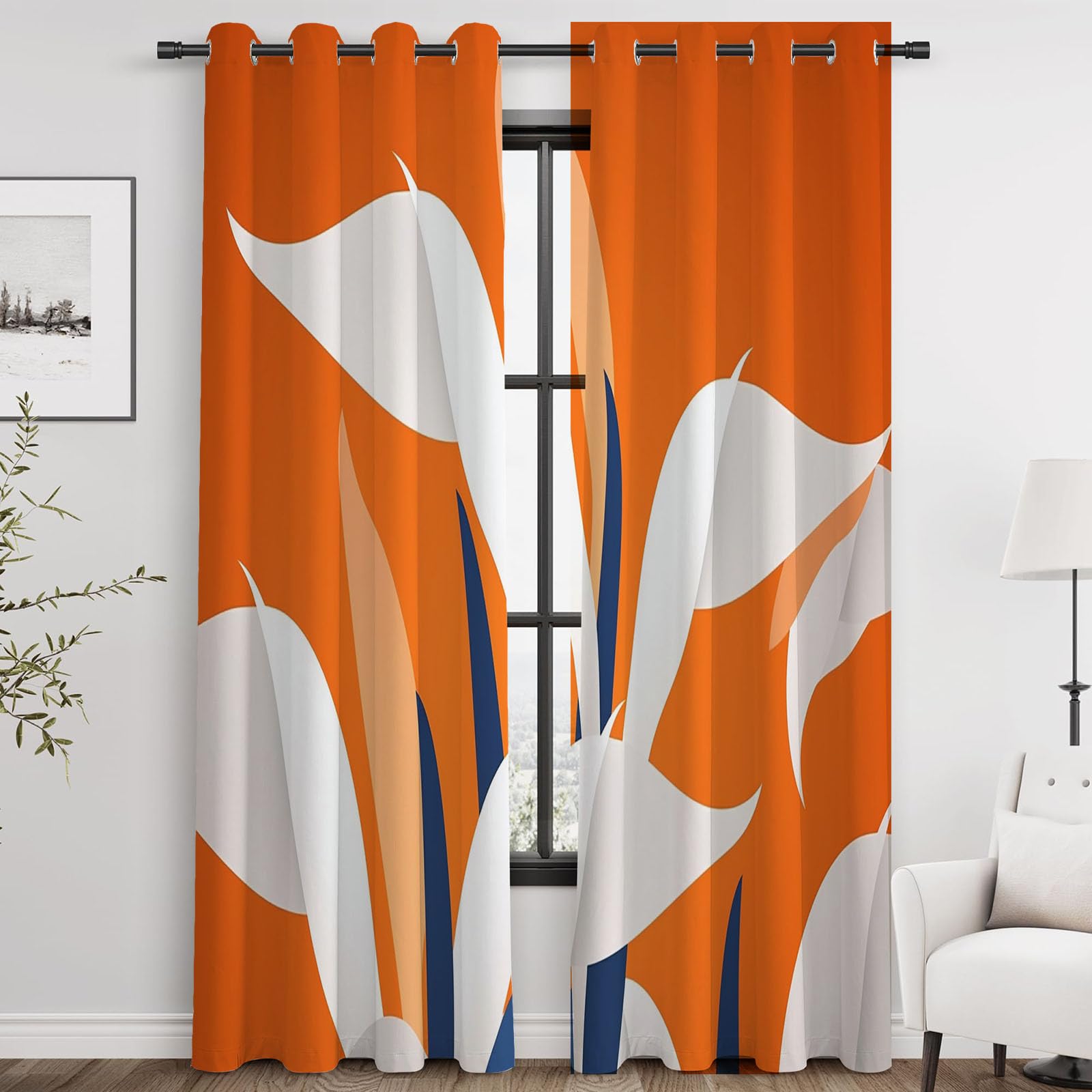 Tende Linee astratte per Interni Fiori Tenda per Soggiorno Camera Cameretta Balcone Finestra e Interni-A215 x L100 cm (2 Pannelli)