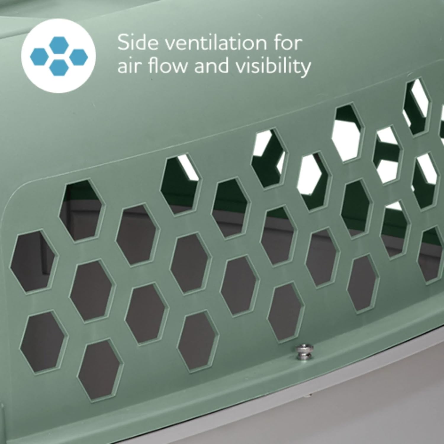 2-Door Plastic Portable Pet Kennel for Dogs, Green, 24 x 16.7 x 15 Inches, 35 lb Capacity, Top and Front Access (Green)