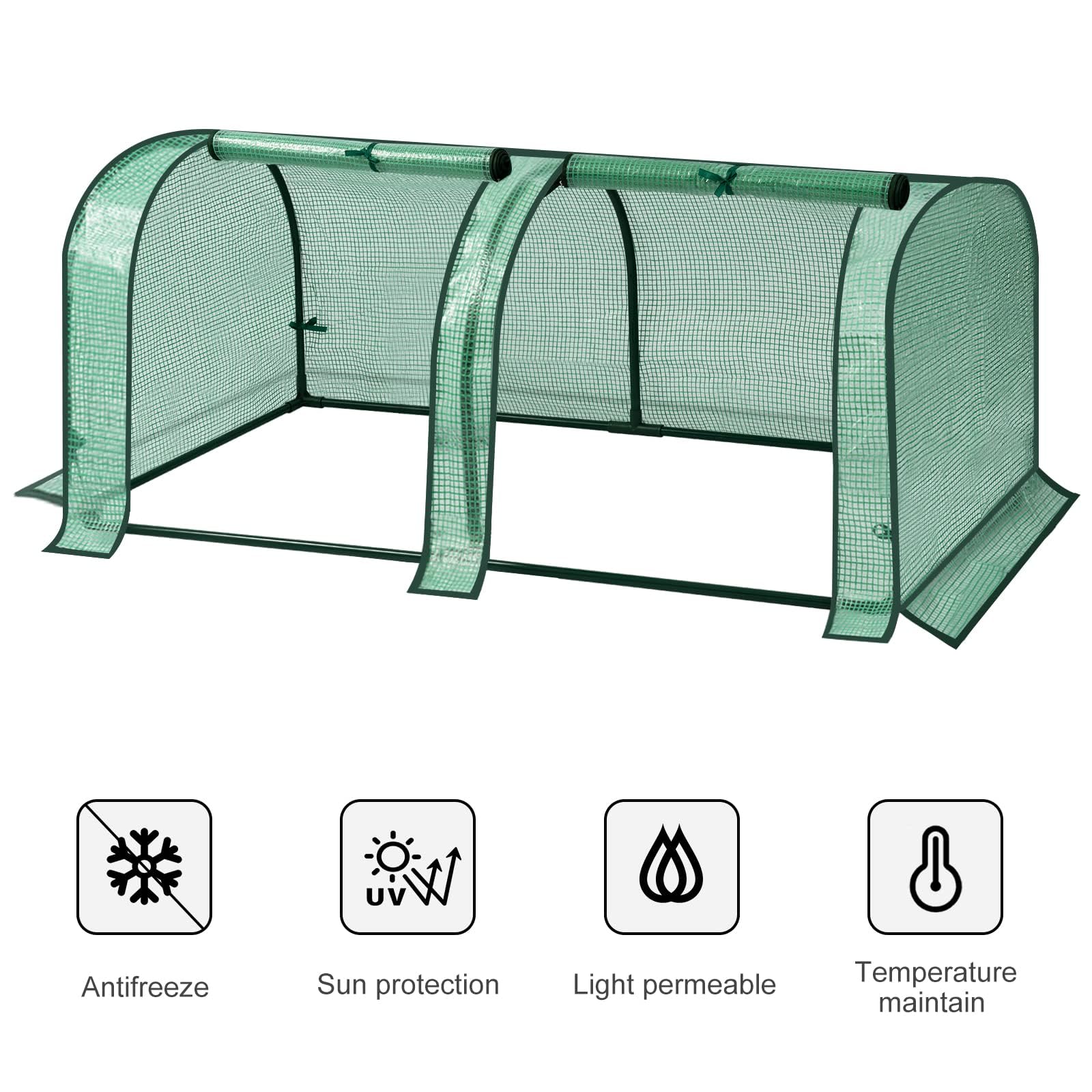 WOLTU Serre De Jardin 200x77x146/169cm - Bâche PE Demi-Translucide Résistante