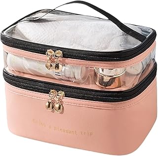 واندر اجيو حقيبة ادوات الزينة للسفر للنساء، شنطة منظمة لمستحضرات التجميل والعطلات للنساء، طبقتين، زهري 02