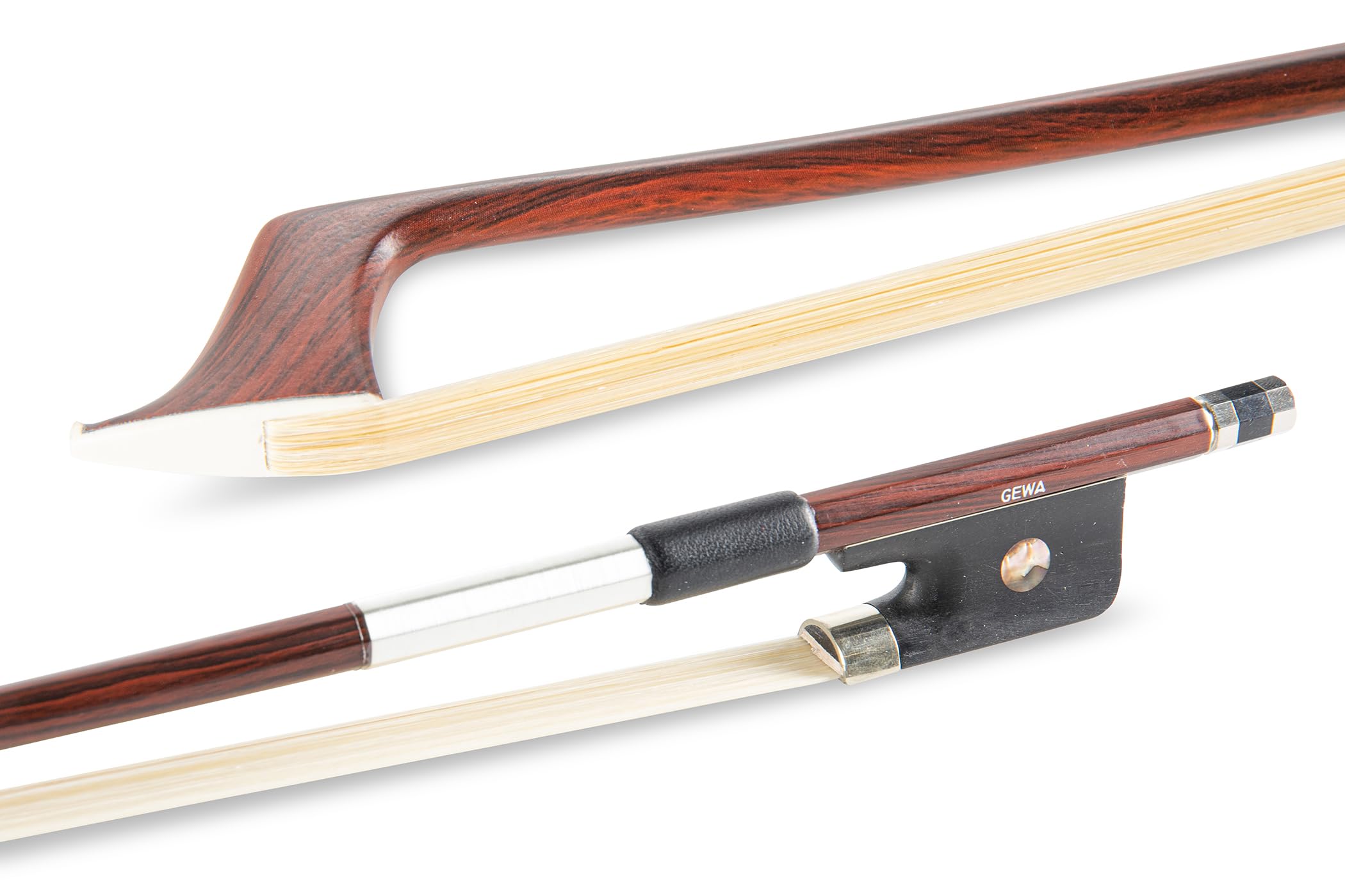 GEWA Cello Bow Carbon Student 3/4 - Wood Look Dark Brown - Ebony Frog - Natural Hair, Brown wood look