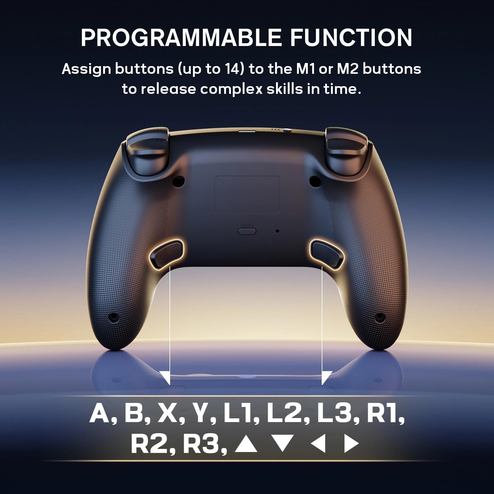 RivalPlay Wireless Controller per Switch con Illuminazione RGB, 2 Pulsanti Macro, Associazione con Un Pulsante, Sensore di Movimento, Funzione Turbo Regolabile, Batteria da 800 mAh