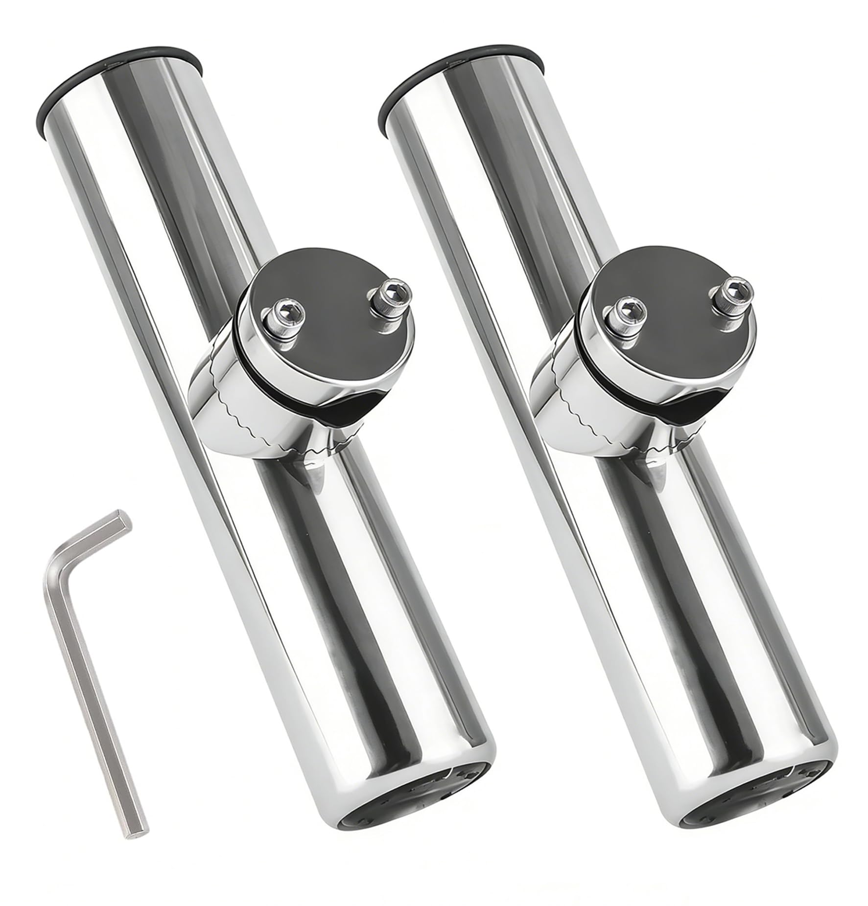 2 Pezzi Portacanne da Pesca, Staffa di Supporto per Canna da Pesca in Acciaio Inossidabile, Porta Canne da Barca Regolabile, per Binari da 19 mm a 25 mm, Supporti per Barche Yacht Kayak