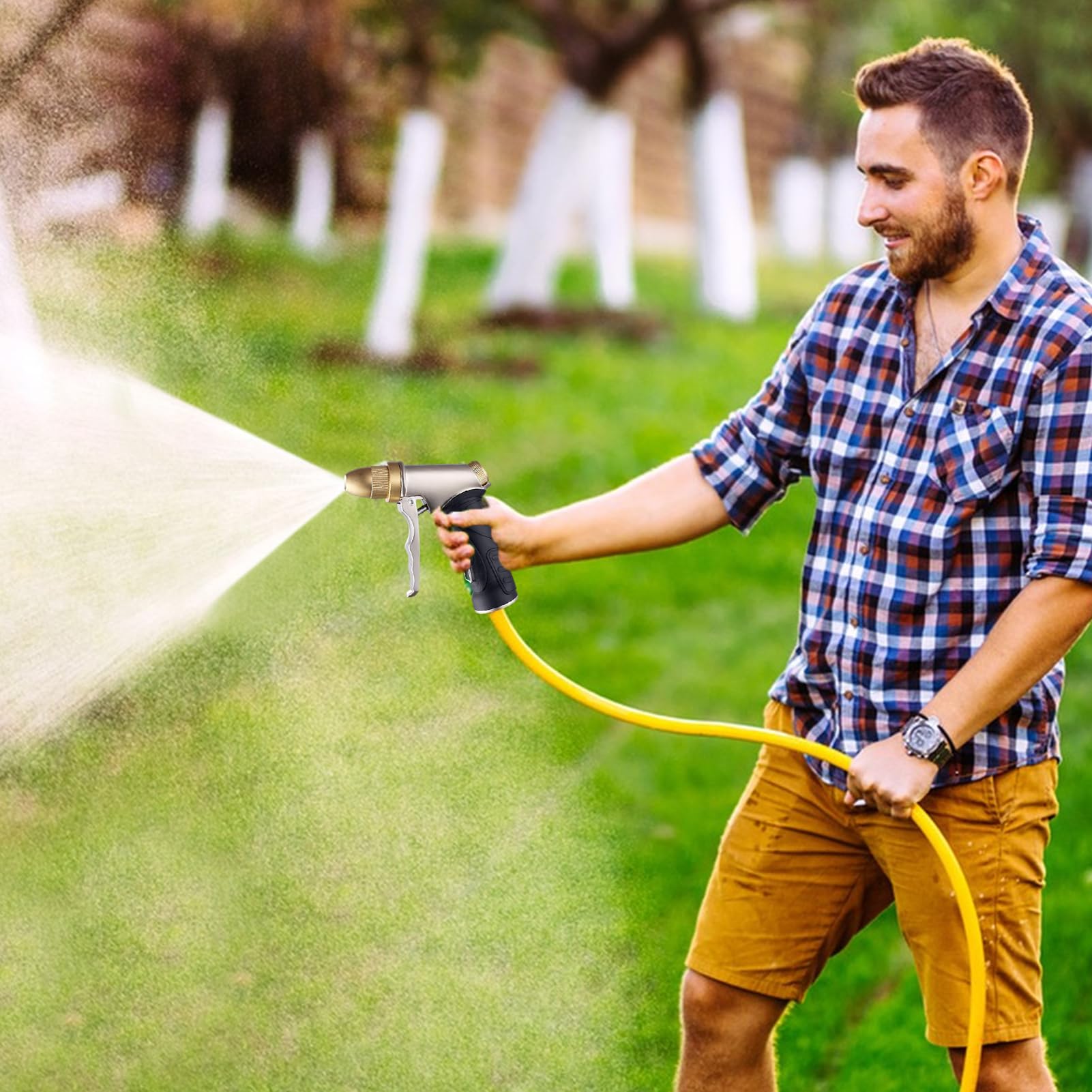 Ugello per tubo da giardino Modelli di spruzzo regolabili Spruzzatore da giardino resistente Ugello ad alta pressione per piante Lavaggio auto Doccia per animali domestici