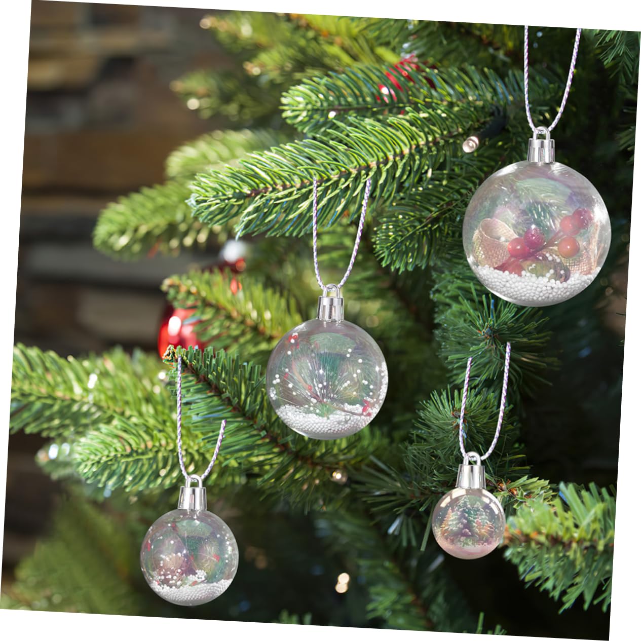 Alasum 40piezas Bolas Navideñas Colgantes Decorativas De Plástico Transparentes Iridiscentes Rellenables para Árboles De Navidad Fiestas y Decoración De Ventana