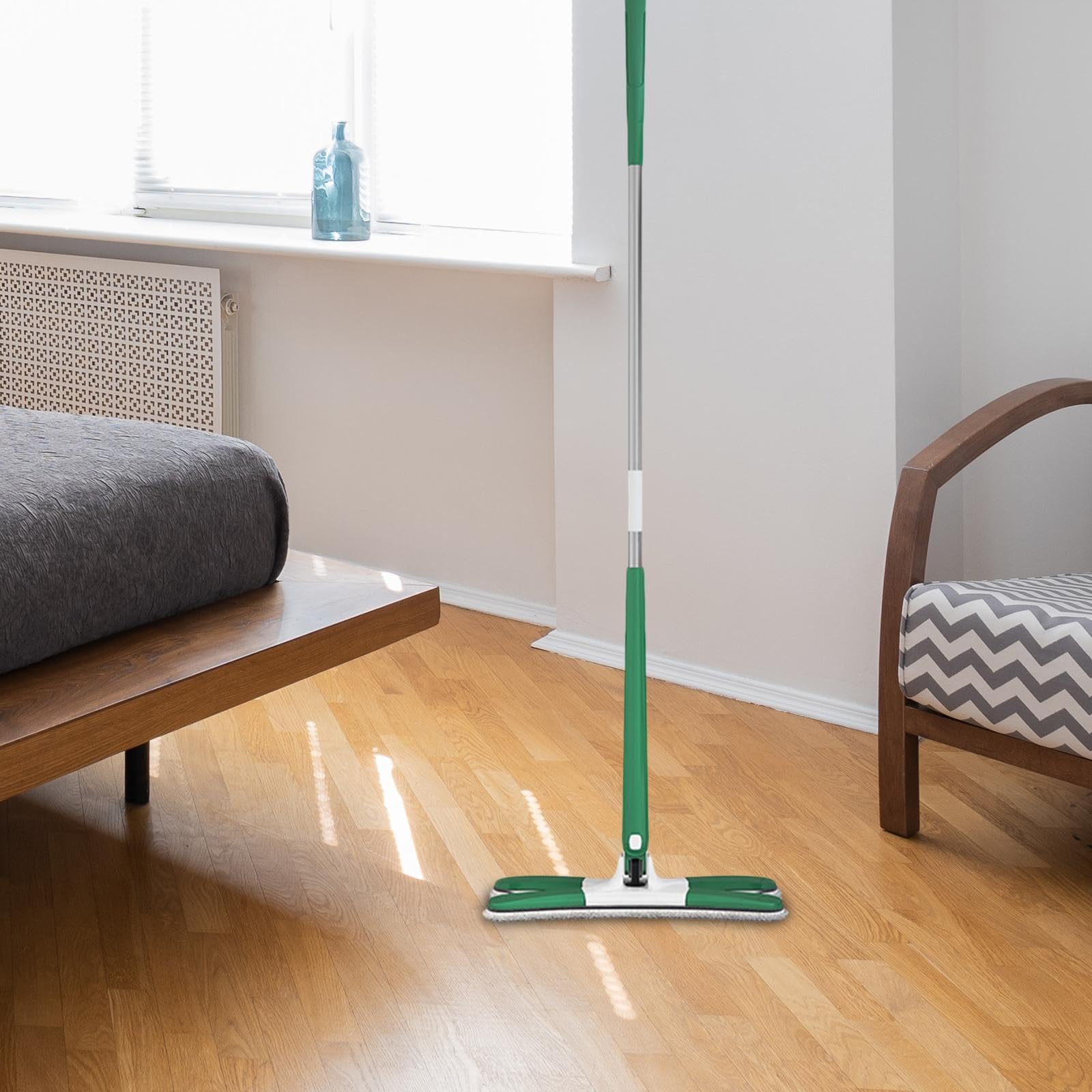 Plana Tipo X, Plana de Microfibra, Herramientas de Limpieza para El Hogar, para Polvo Húmedo Y Seco, Plana Fácil de Us, Verde, Individual
