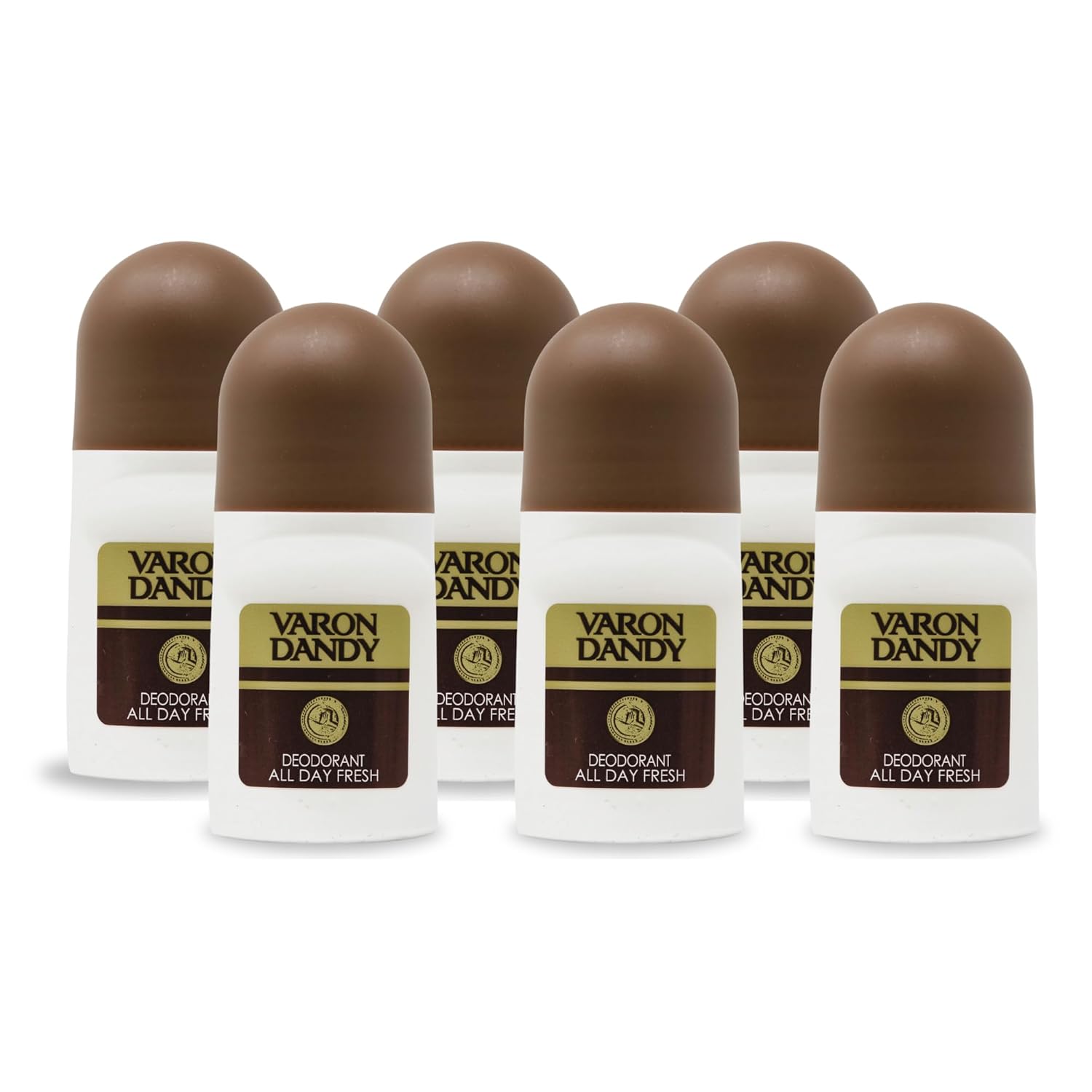 Varon Dandy Deodorant Roll-On, Original Scent, 2.53 Fl Oz, Long-Lasting Freshness, Classic Men's Grooming 6 Deodorants