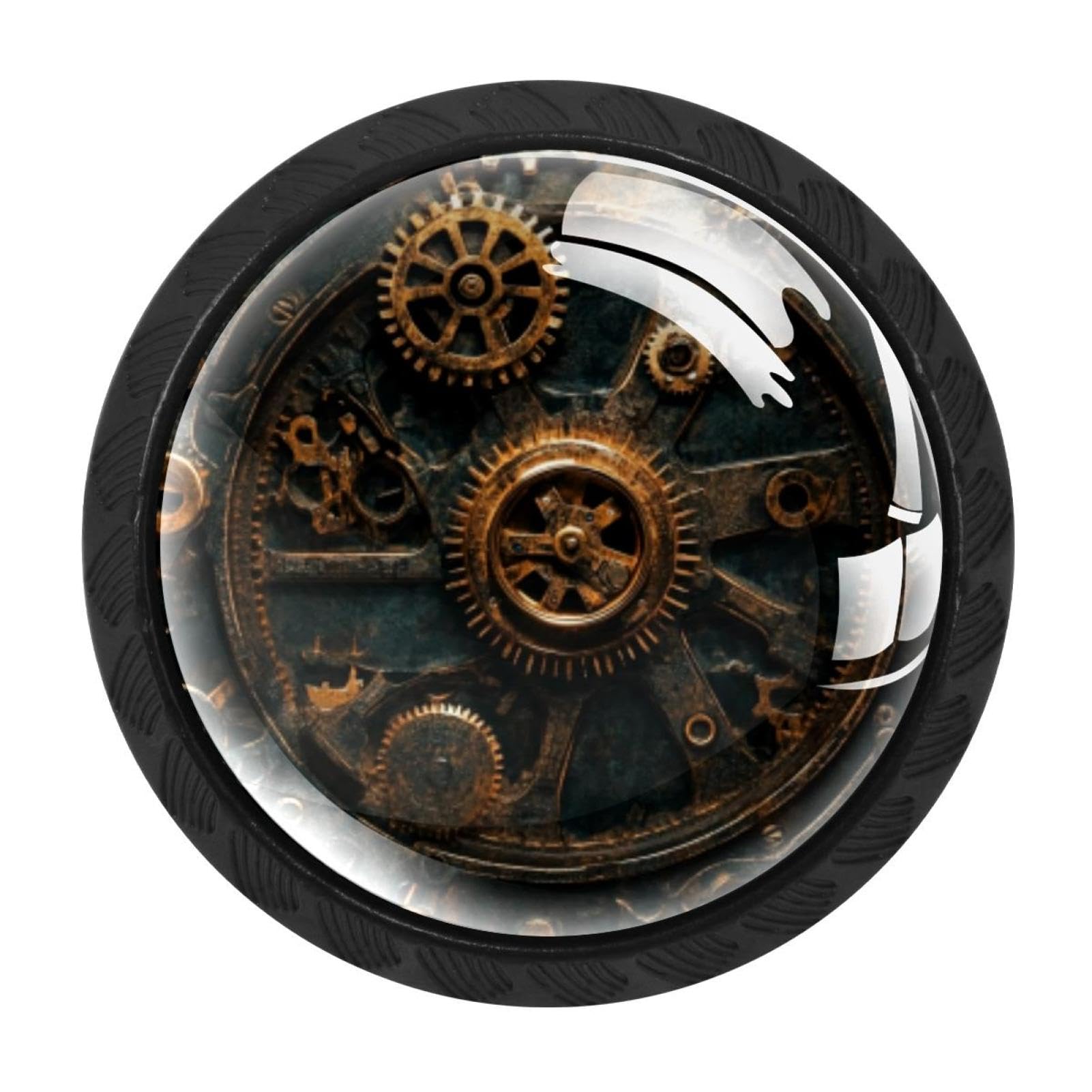 CHENZZZZ 4 Pieces Kitchen Cabinet Knobs Steampunk Gears Background Drawer Knobs Dresser Knobs Drawer Pulls Door Knobs Dresser Drawer Handles Knobs for Dresser Drawers
