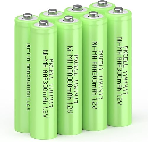 PKCELL Batería AAA recargable, batería Ni-MH de 300 mAh, batería precargada para lámpara de luz solar de jardín (8 unidades)
