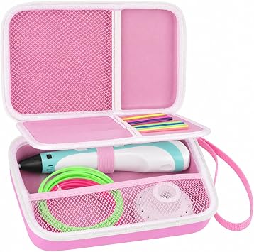 Universal 3D Pen Case Compatible with SCRIB3D P1/Advanced,for MYNT3D Super/Professional,for 3Doodler Start+/Flow/Pro 3D Printer Pens & Filament Refills.Gift for Kid Teen Crafter- Pink