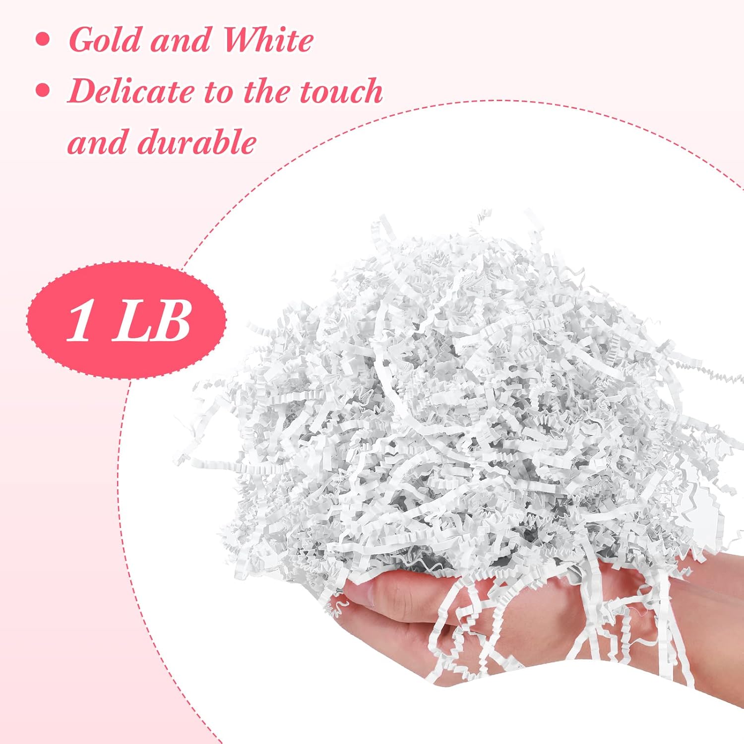 Outus 2 LB White Crinkle Cut Paper Shred Filler Shredded Papers Confetti Gift Boxes Basket Crinkle Paper Filler Packing Grass Cushion Shredded Tissue Stuffing Christmas Wedding Birthday Wrapping Decor - Image 2