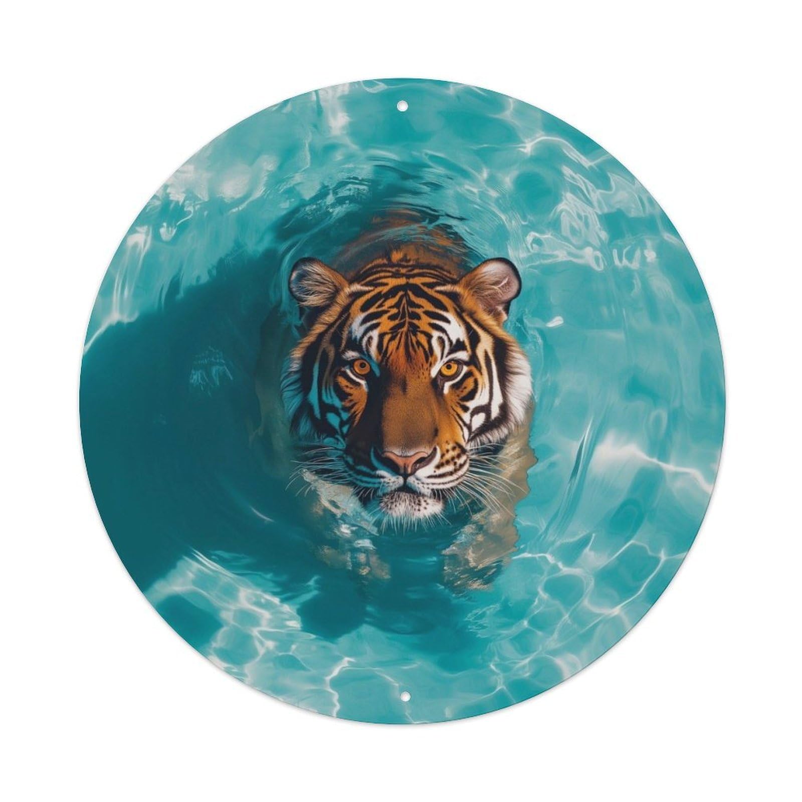 Cwbufd Vintage Style Animal Swimming Tiger Vintage Metal Tin Sign Plaque Wall Decor For Cafe, Club Bar, Office, Garden Metal Poster 8X8inch