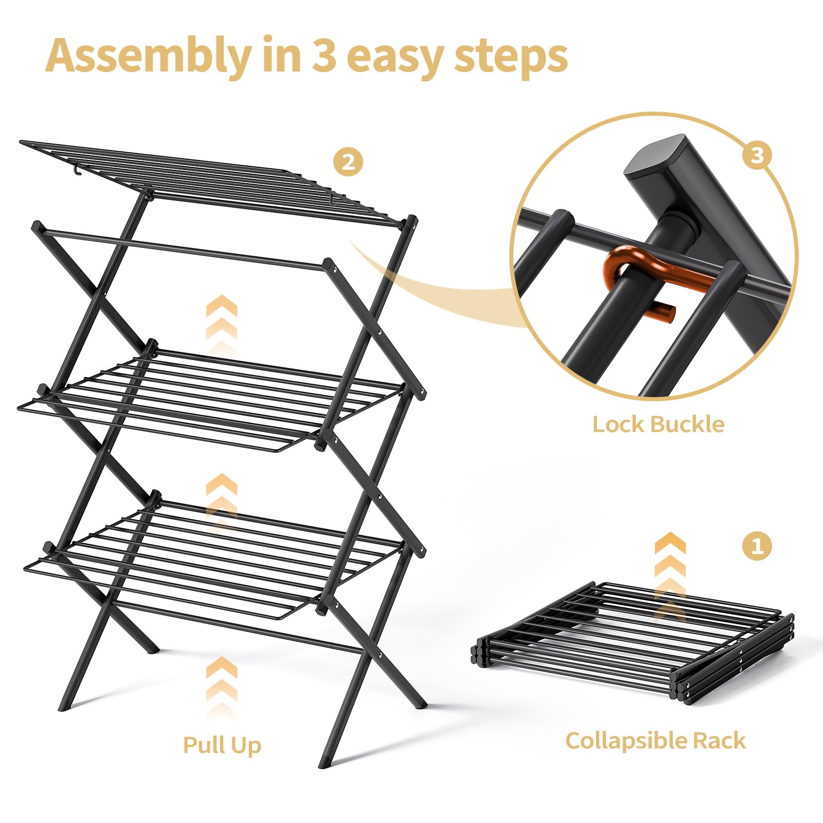 Snapklik.com : APEXCHASER Collapsible Clothes Drying Rack - Multi-Level