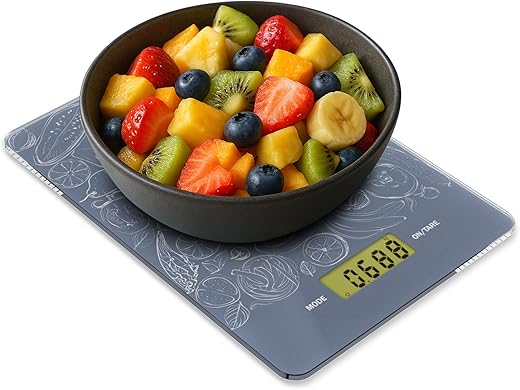 HOMEBASIC Digital Kitchen Weighing Scale 1g-5kg (5 Unit Modes~1g Accuracy) Slim Glass Platform, LCD Display, Touch Button, Tare Function, Weight…