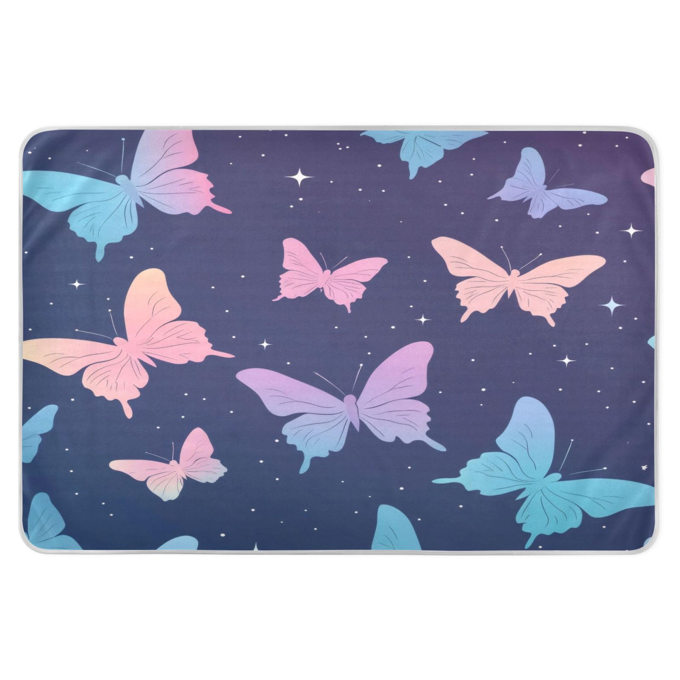 Takiito Butterfly Bed Pad Reusable Bed Underpad Washable Waterproof Leak-Proof Quick Dry Incontinence Pee Pad for Toddlers Kids Adults Pets 34x52 in